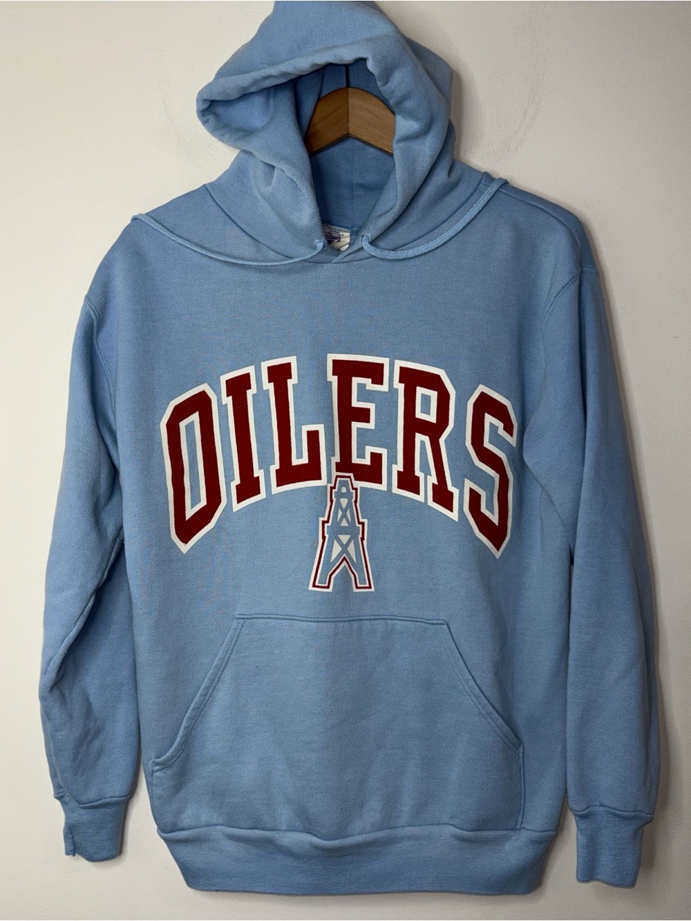 Vintage 90s Houston Oilers Pullover Hoodie Blue USA Logo 7
